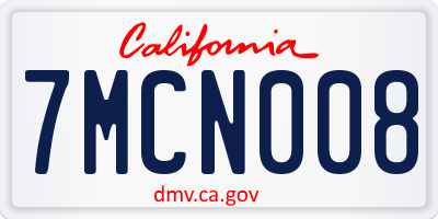 CA license plate 7MCN008