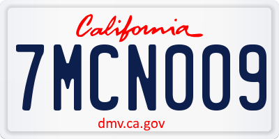 CA license plate 7MCN009