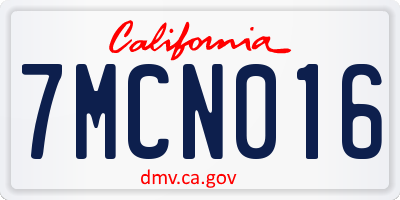 CA license plate 7MCN016