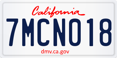 CA license plate 7MCN018