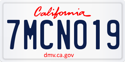 CA license plate 7MCN019