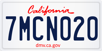 CA license plate 7MCN020
