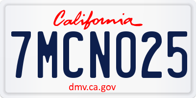 CA license plate 7MCN025