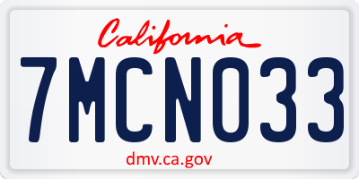 CA license plate 7MCN033