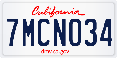 CA license plate 7MCN034