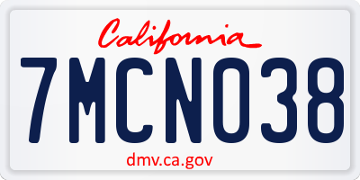 CA license plate 7MCN038