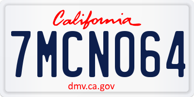CA license plate 7MCN064