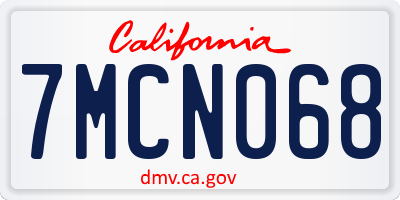CA license plate 7MCN068