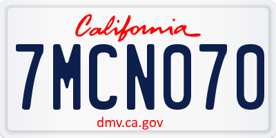 CA license plate 7MCN070
