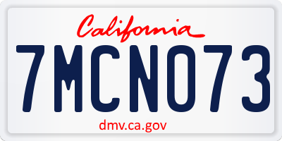 CA license plate 7MCN073