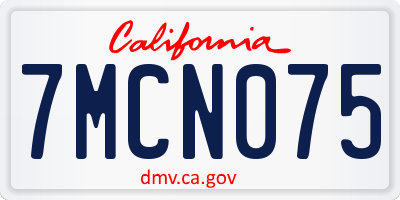 CA license plate 7MCN075