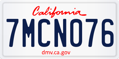 CA license plate 7MCN076