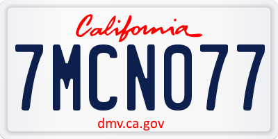 CA license plate 7MCN077