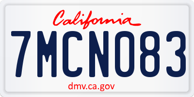 CA license plate 7MCN083