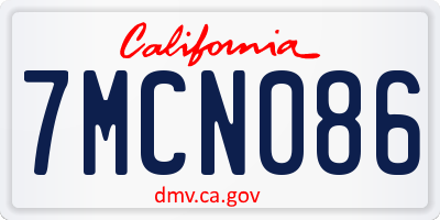 CA license plate 7MCN086