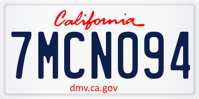 CA license plate 7MCN094