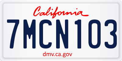 CA license plate 7MCN103