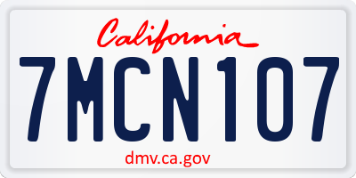 CA license plate 7MCN107
