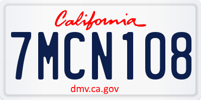 CA license plate 7MCN108