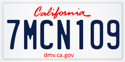CA license plate 7MCN109