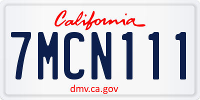 CA license plate 7MCN111