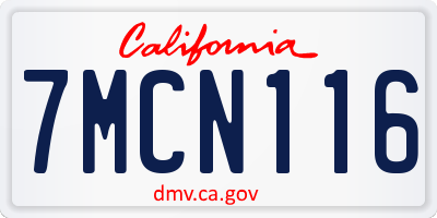 CA license plate 7MCN116