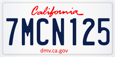 CA license plate 7MCN125