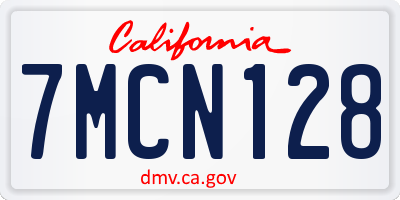 CA license plate 7MCN128