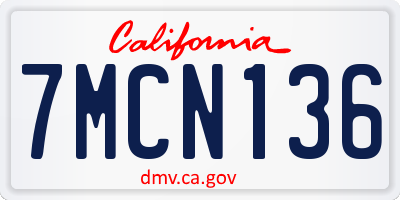 CA license plate 7MCN136