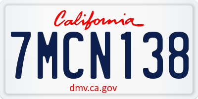 CA license plate 7MCN138