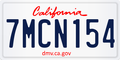 CA license plate 7MCN154