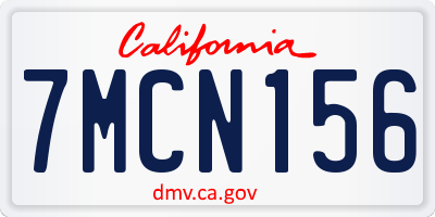 CA license plate 7MCN156