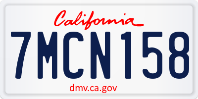 CA license plate 7MCN158