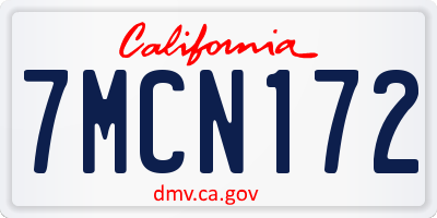 CA license plate 7MCN172