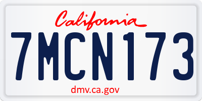 CA license plate 7MCN173
