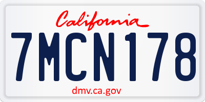 CA license plate 7MCN178