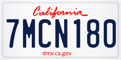 CA license plate 7MCN180
