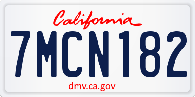 CA license plate 7MCN182