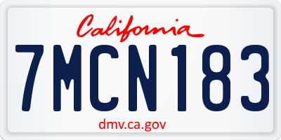 CA license plate 7MCN183