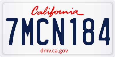 CA license plate 7MCN184