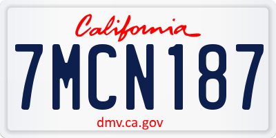 CA license plate 7MCN187