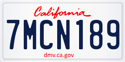 CA license plate 7MCN189