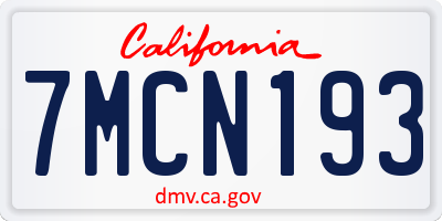 CA license plate 7MCN193
