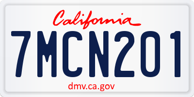 CA license plate 7MCN201