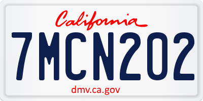 CA license plate 7MCN202