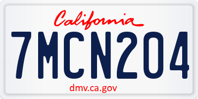 CA license plate 7MCN204