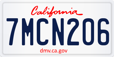 CA license plate 7MCN206