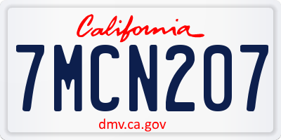 CA license plate 7MCN207