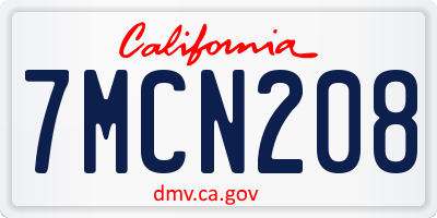 CA license plate 7MCN208