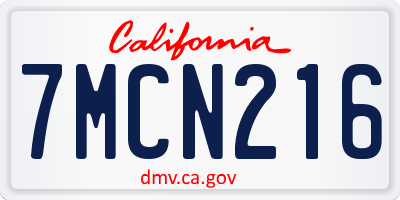 CA license plate 7MCN216